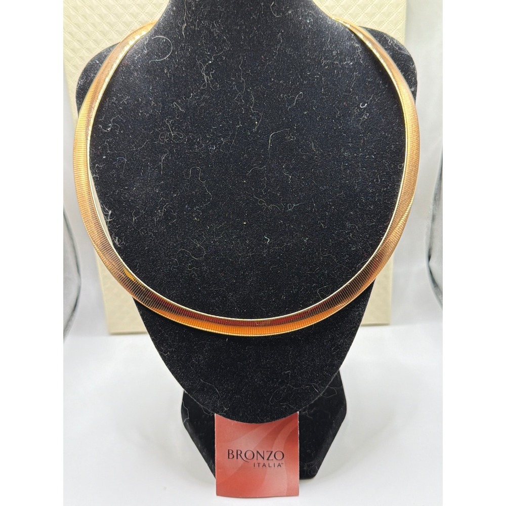 NIB Bronzo Italia 18" Polished 8mm Omega Necklace Rose Gold Made in Italy